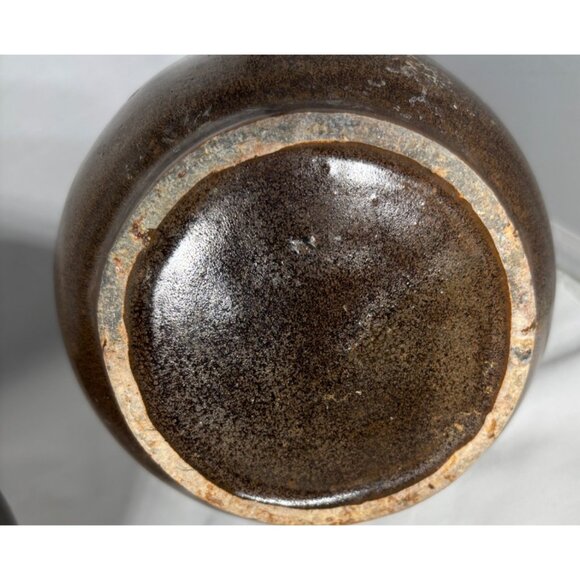 Antique Primitive Brown Ceramic Pots Lot of 2 Albany Slipware Glazed - Picture 5 of 8